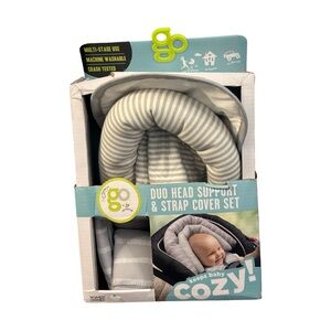 goldbug Baby Head Support & Strap Cover - Light Gray 4 Piece Set